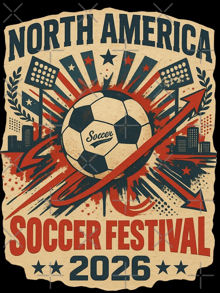 North America Soccer Festival 2026 Vintage Retro Sports Design by MeowTouch Art