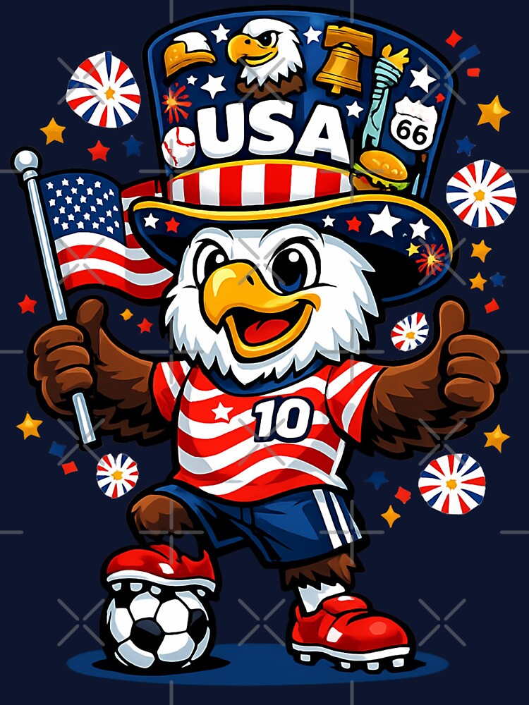 USA Eagle soccer mascot football | Patriotic American 250 years 1776-2026 fan gift by Youngkev-arts