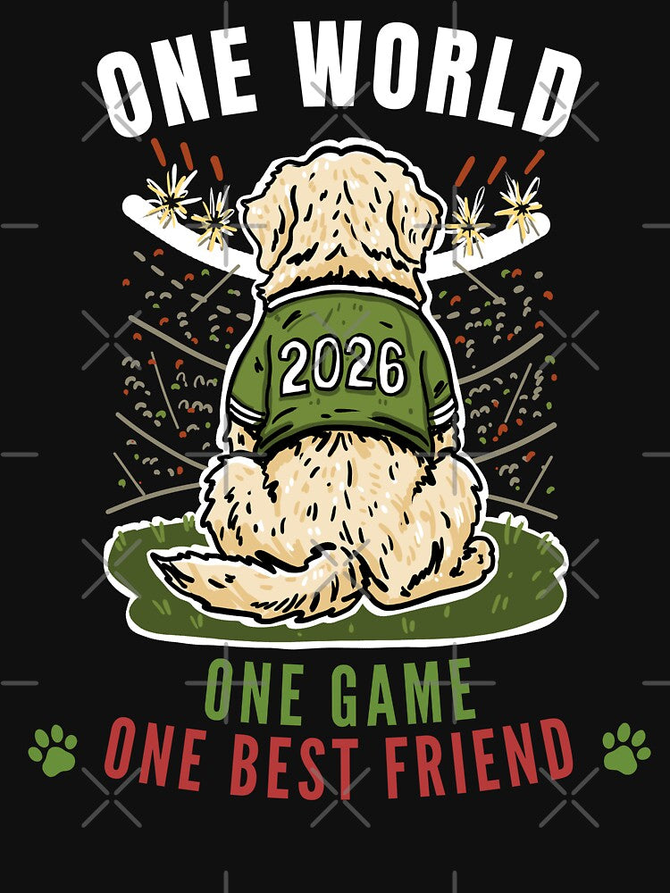 Golden Retriever Soccer Fan Dog - One World One Game 2026 by Volta Studio