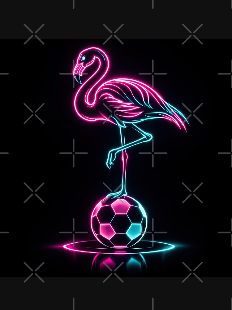 Neon Flamingo Balancing Act on a Soccer Ball Miami Host City by BrickByDream