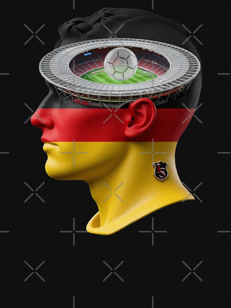 Head of a German football fan caught up in football and stadium fever by Segasprojects