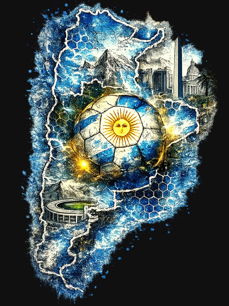 Argentina Football Map Art | Soccer Fan Graphic | Argentina World Cup Inspired Design by TheWorldGameStudio