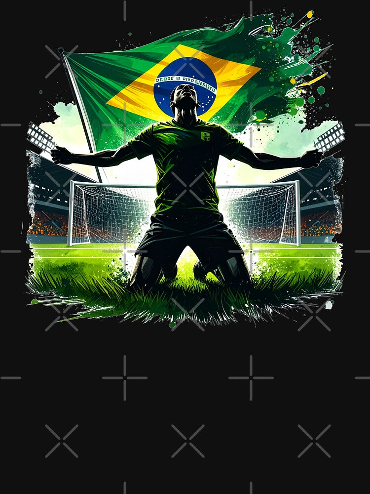 Brazil Soccer Player Goal Celebration — Brazilian Flag Football Fan by icemanphotos