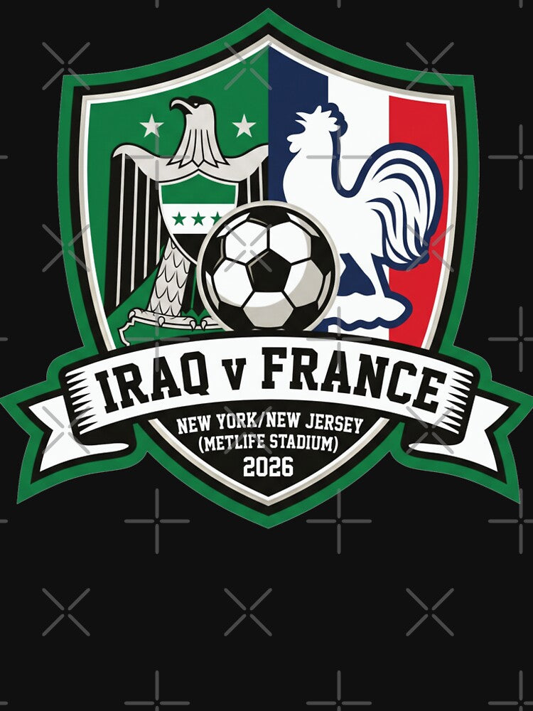 Iraq Versus France Soccer Match 2026 Athletic Crest by Pride Emblem Prints