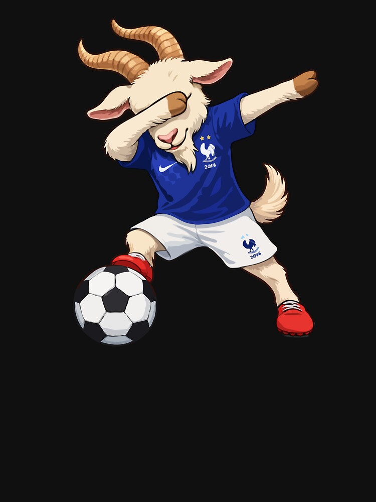 GOAT Soccer Player Dabbing in France Jersey – Funny Football Cartoon Art for Fans by BrainBubbleArt