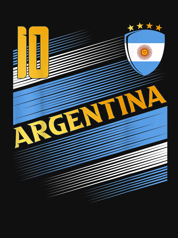 Argentina Soccer Argentinian Flag Football Retro 10 Jersey T-Shirt by Bobby-Bancel
