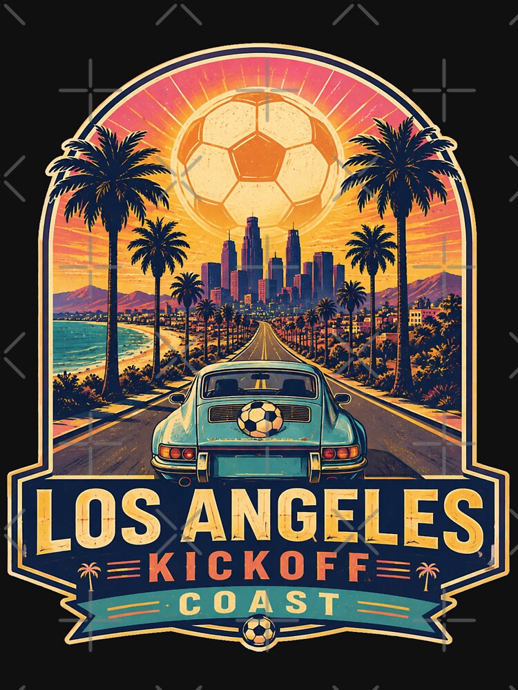Los Angeles Kickoff Coast Retro Soccer Travel Shirt | California Sunset Football Fan by Globalcitytees