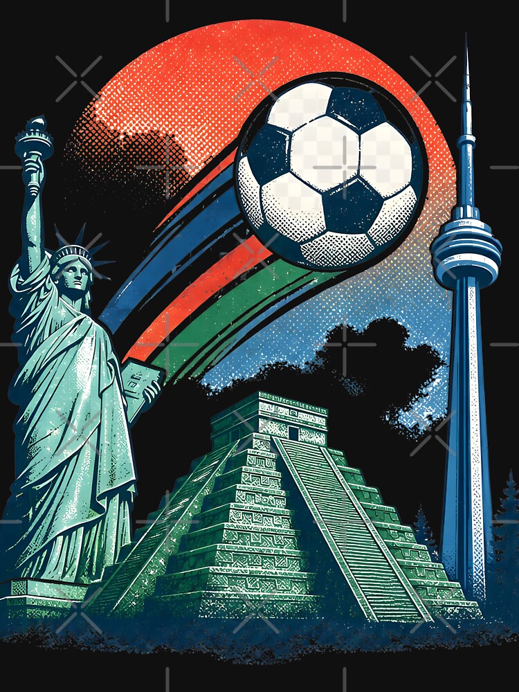 World Soccer Landmarks Vintage Football Design | USA Canada Mexico 2026 by Ikbel Studio