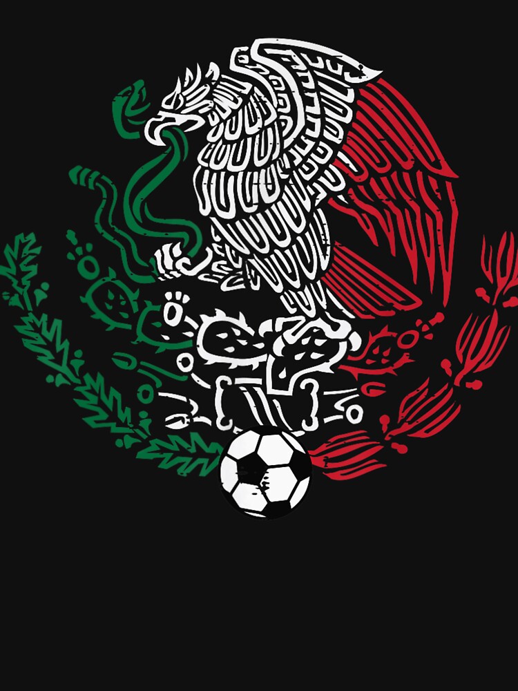 Mexican Flag Eagle And Snake Crest Vintage Distressed Football Soccer Design by YubitaLeLe
