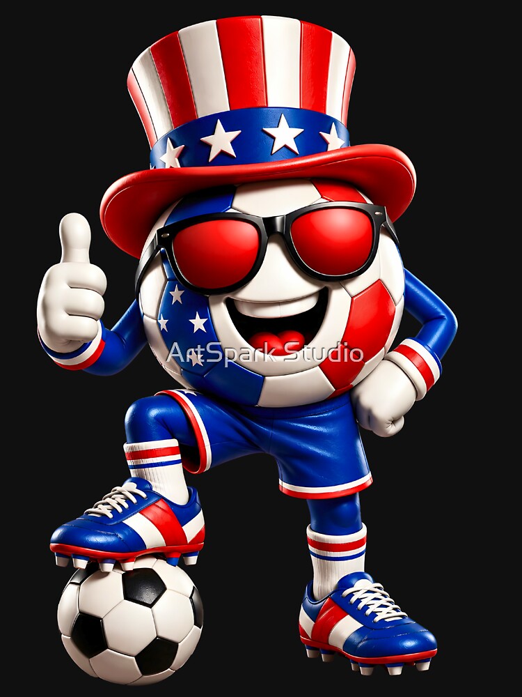 USA Soccer Mascot Funny Patriotic Sports Cartoon Graphic by ArtSpark Studio