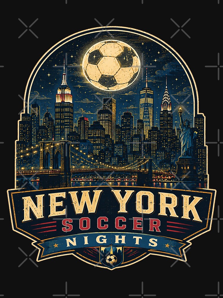 New York Soccer Nights Retro NYC Skyline Shirt | Football Travel Poster Design by Globalcitytees