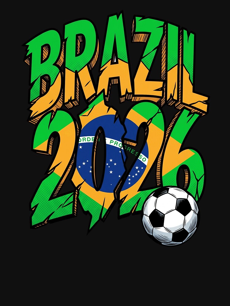 Brazil 2026 Soccer Flag Cracked Grunge Sports by Vermanartist