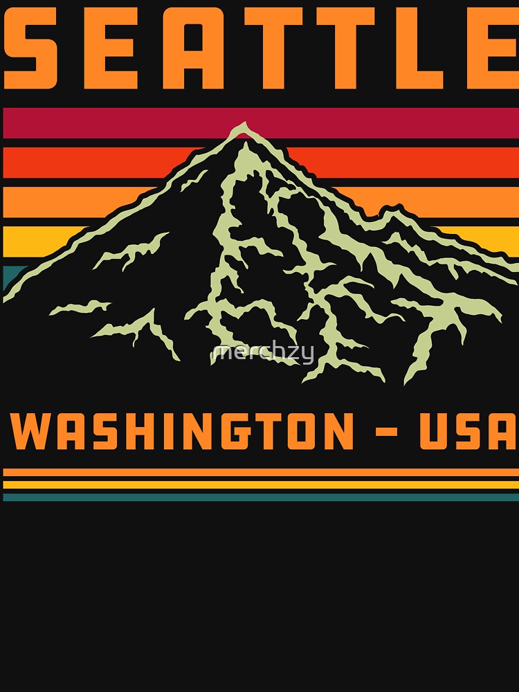 Retro Vintage Seattle Washington State 80s Souvenir Mountain by merchzy