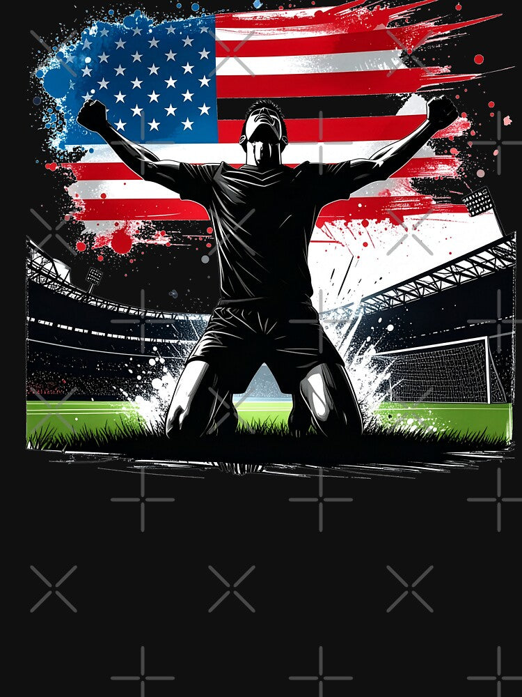 USA Soccer Player Goal Celebration — American Flag Football Fan by icemanphotos