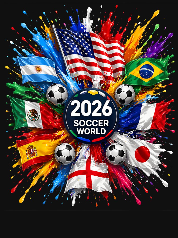 2026 Soccer World USA Flag Burst Fan Tee by Juansustait