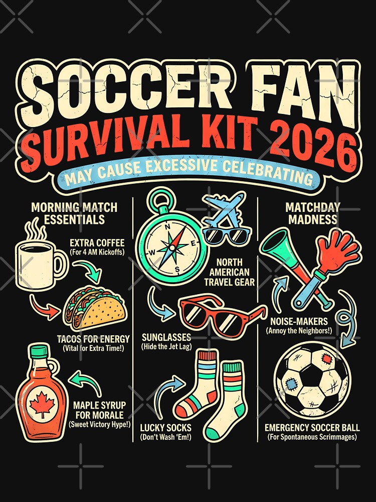 Soccer Fan Survival Kit 2026 – Funny Tournament Essentials Retro Design by DesignDoodleArt