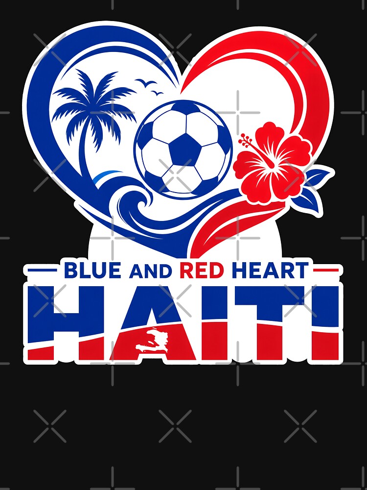 Haiti 2026 Blue Red Football Heart by RedCircleArt