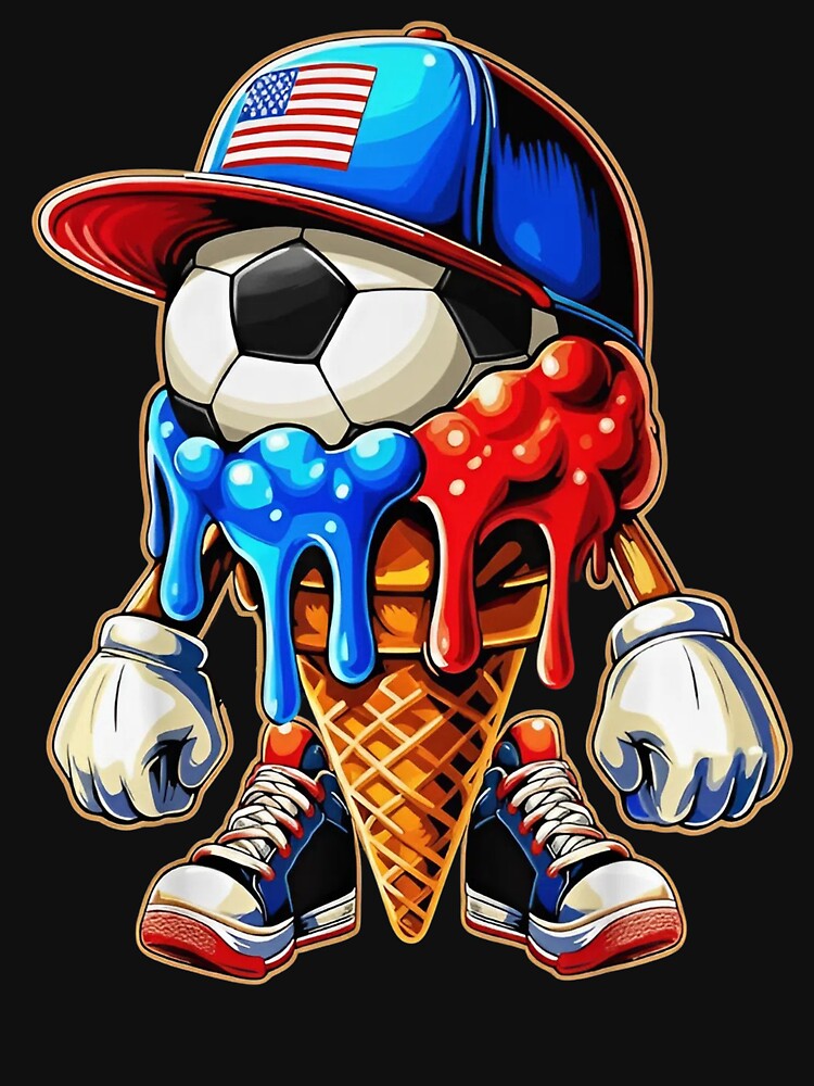 USA Soccer Ice Cream Cone Drip T-Shirt by LarryMBrown