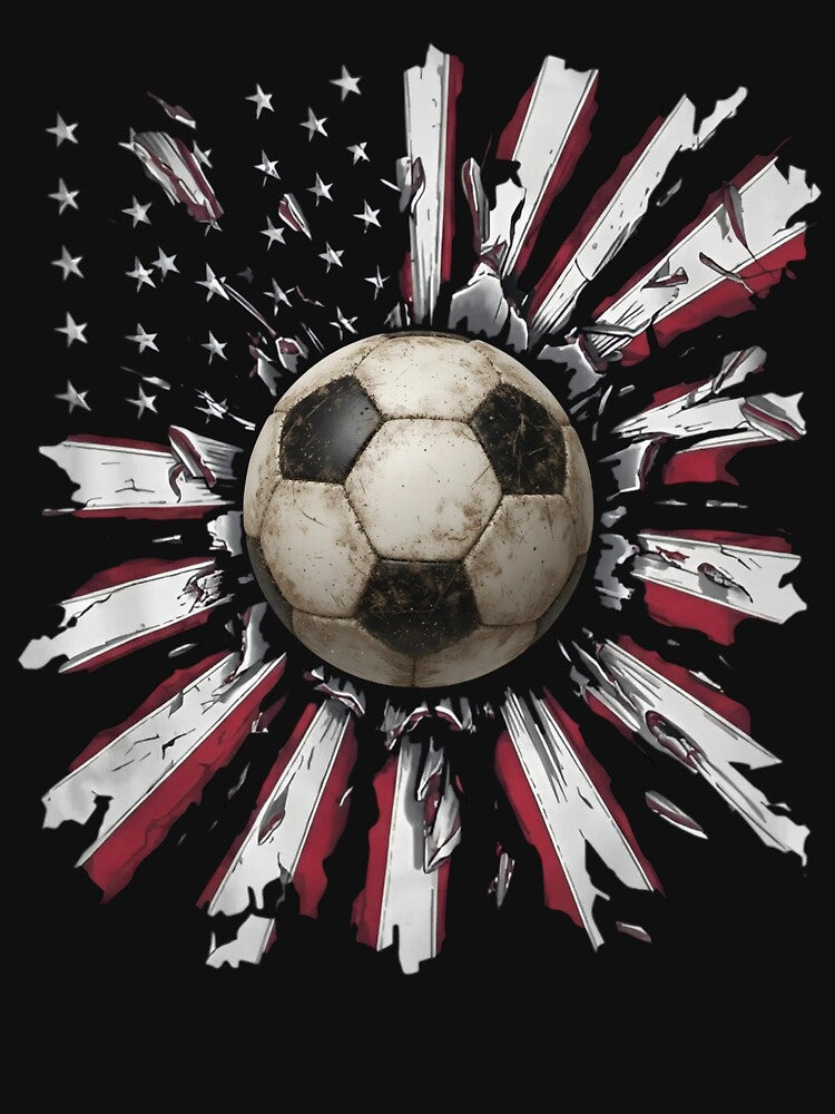 American Flag Soccer Ball Blast T-Shirt by LarryMBrown