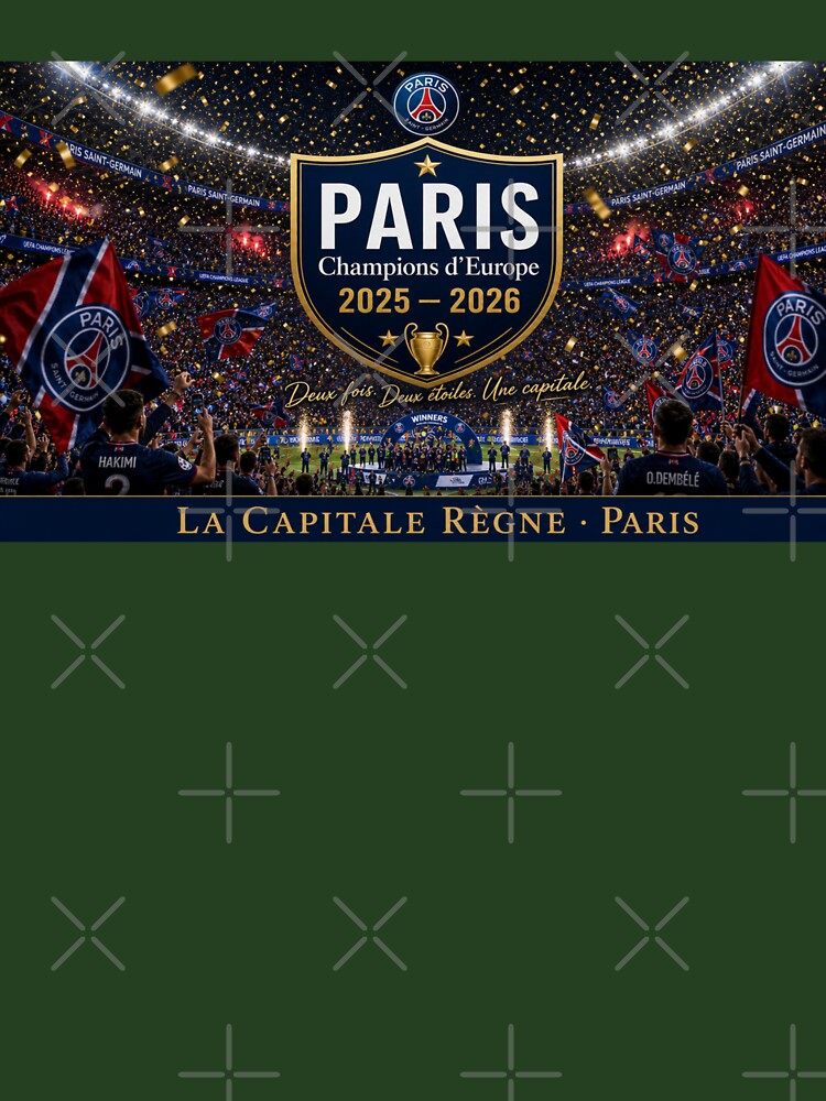 Paris Skyline Champions of Europe 2025 2026 Seine River Championship Banner by BrickByDream