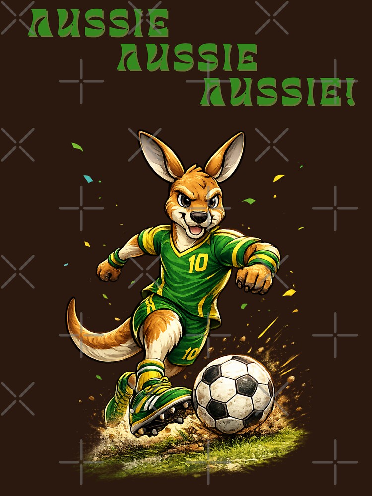 Aussie Soccer Roo, Australian Football Mascot Kangaroo AUSSIE AUSSIE AUSSIE by Cadsdiva