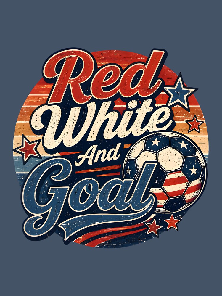 Red White And Goal Patriotic Soccer Vintage T-Shirt by PixelForge11