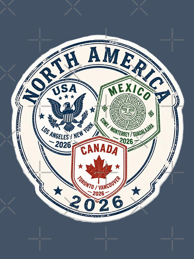 North America 2026 Passport Stamp Trio Vintage Travel Sticker by limos