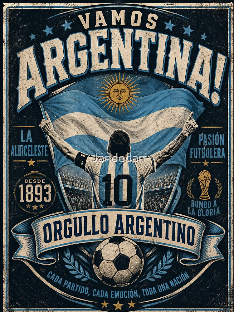 Argentina Football Fans Vintage World Cup 2026 Supporter Design by Jandedan