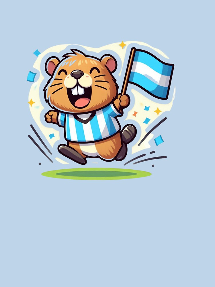 Cute Argentina Capybara Soccer Fan Sticker | Funny Football Supporter Animal Cartoon | Capybara Mascot Gift by gkhanco
