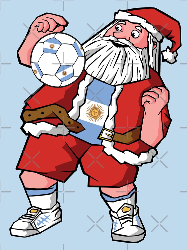 Santa Playing Football Father Christmas Argentina Flag Kids, Mens, Womens. by pipsmerch