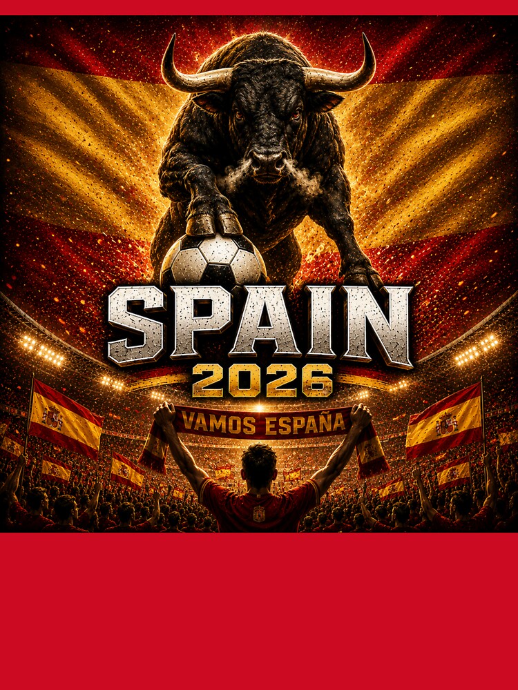 Spain Football Bull 2026 | Spanish Soccer Fan Art | La Roja Pride International Football Inspired Design by Winetastic-Art