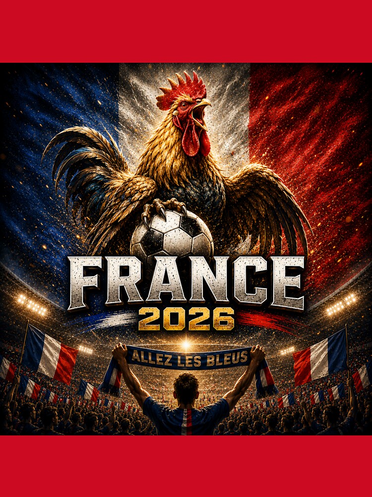 France Football Rooster 2026 | French Soccer Fan Art | Le Coq Pride International Football Inspired Design by Winetastic-Art