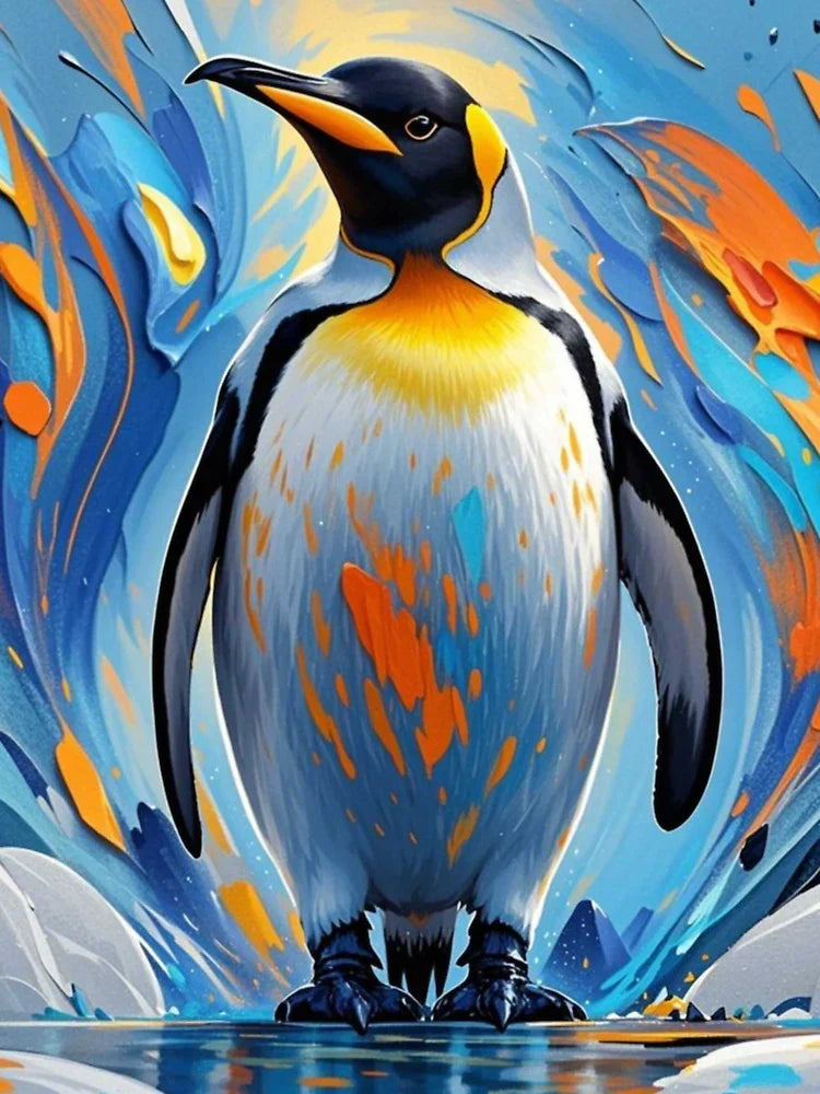 Penguin In Blue and Orange Color Classic T-Shirt