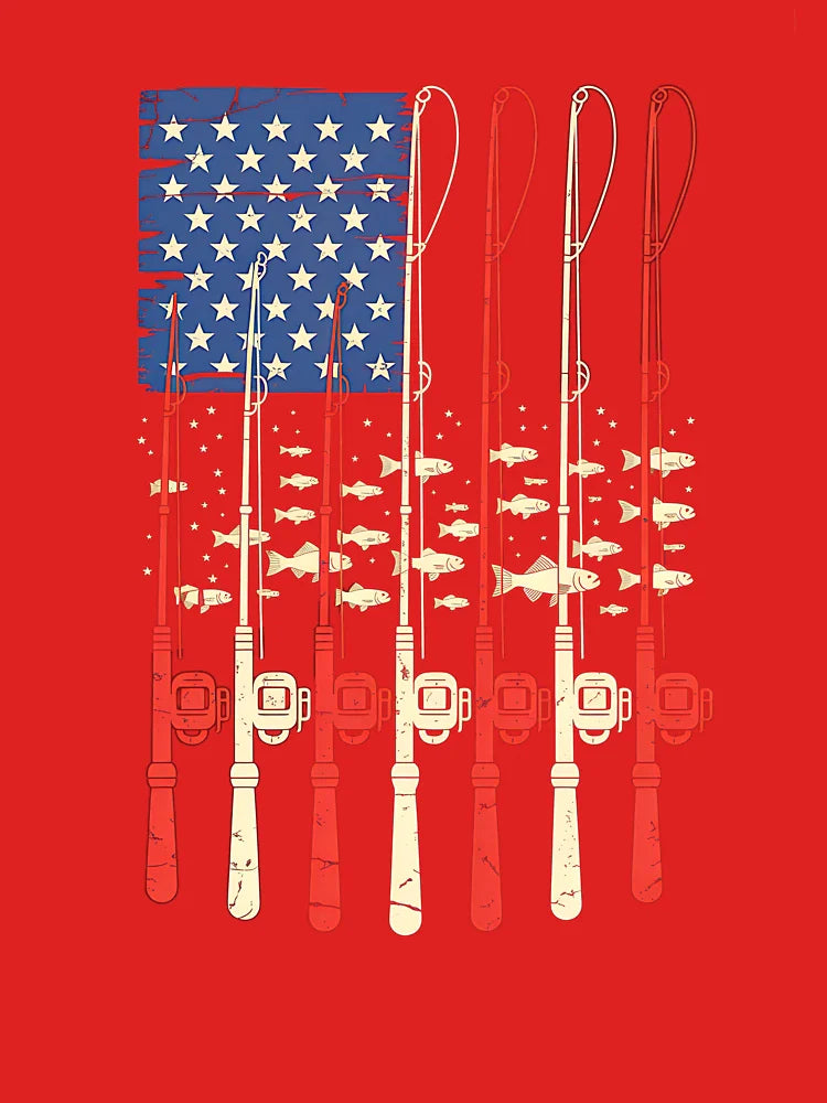 American Flag Fishing Rod Fishing Lover Vintage Fisherman Classic T-Shirt