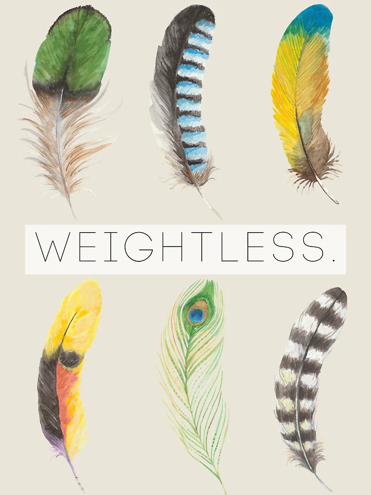Colorful Feathers – Watercolor Bird Art with 'Weightless' Quote Classic T-Shirt