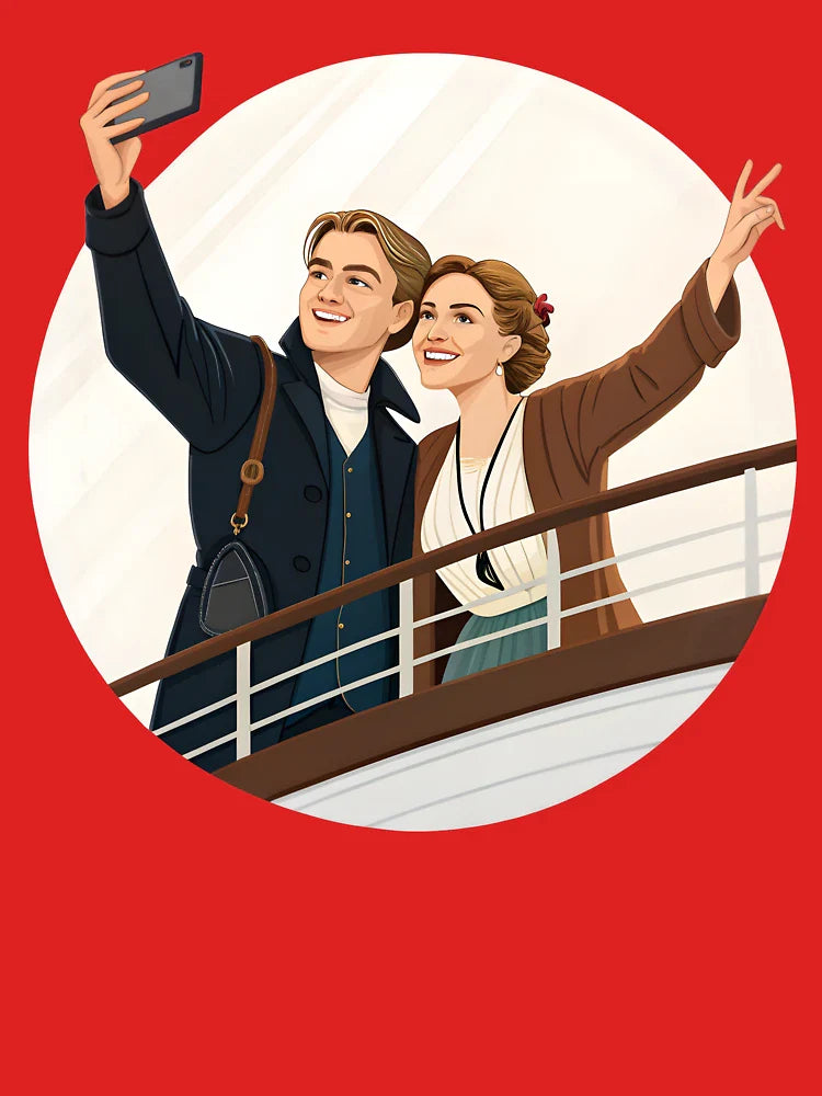 Titanic Selfie Funny Jack and Rose Smartphone Vector Art Classic T-Shirt