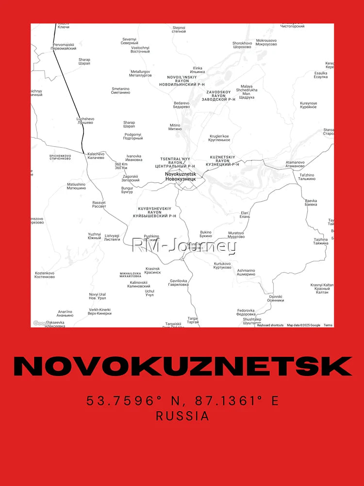 Novokuznetsk Map – Minimalist Siberian City Poster in Black & White Classic T-Shirt