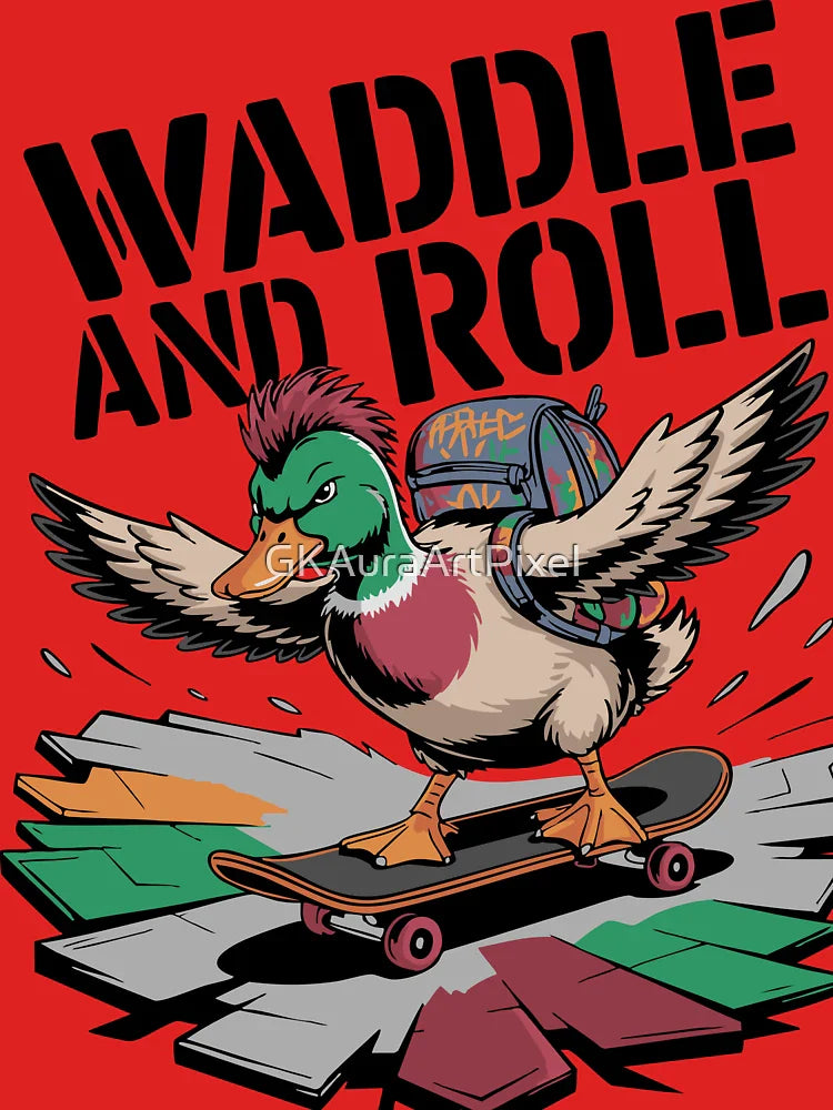 Funny Duck Skateboarding - Waddle and Roll Cartoon Animal Design Classic T-Shirt