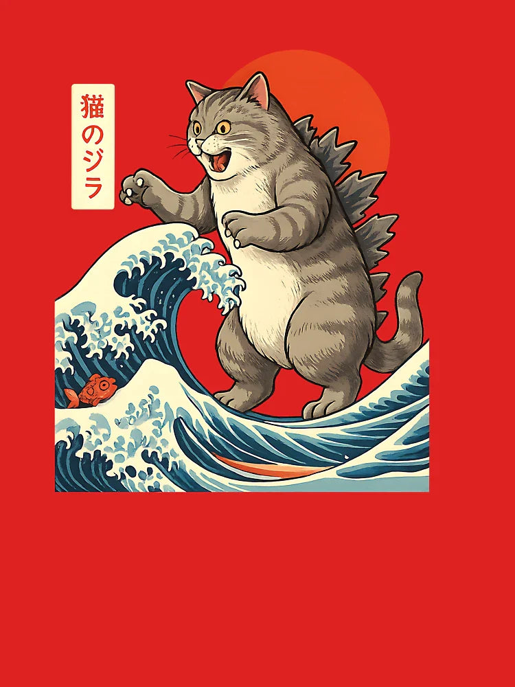 Catzilla Cat Japanese Art Funny Cat Gifts For Men Women Kid Classic T-Shirt