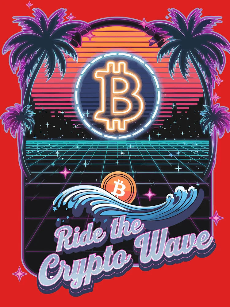Ride the Crypto Wave – Retro Bitcoin Sunset Design Classic T-Shirt
