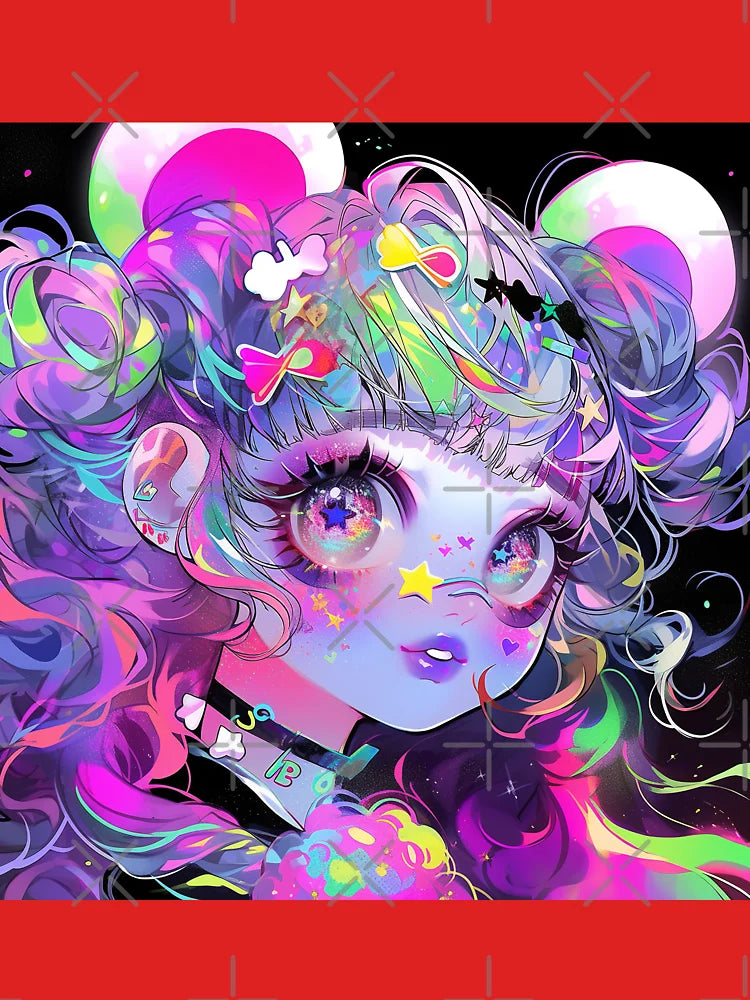Neon Galaxy Anime Girl Aesthetic Classic T-Shirt