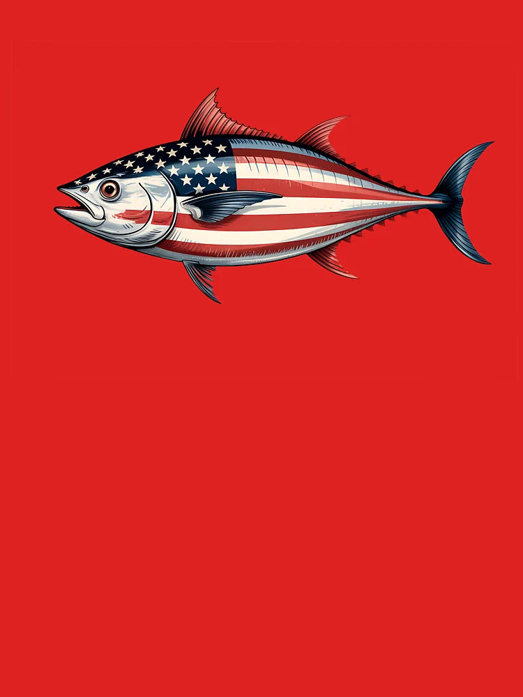 Vintage American Flag Bluefin Tuna Fishing 4th of July USA Classic T-Shirt