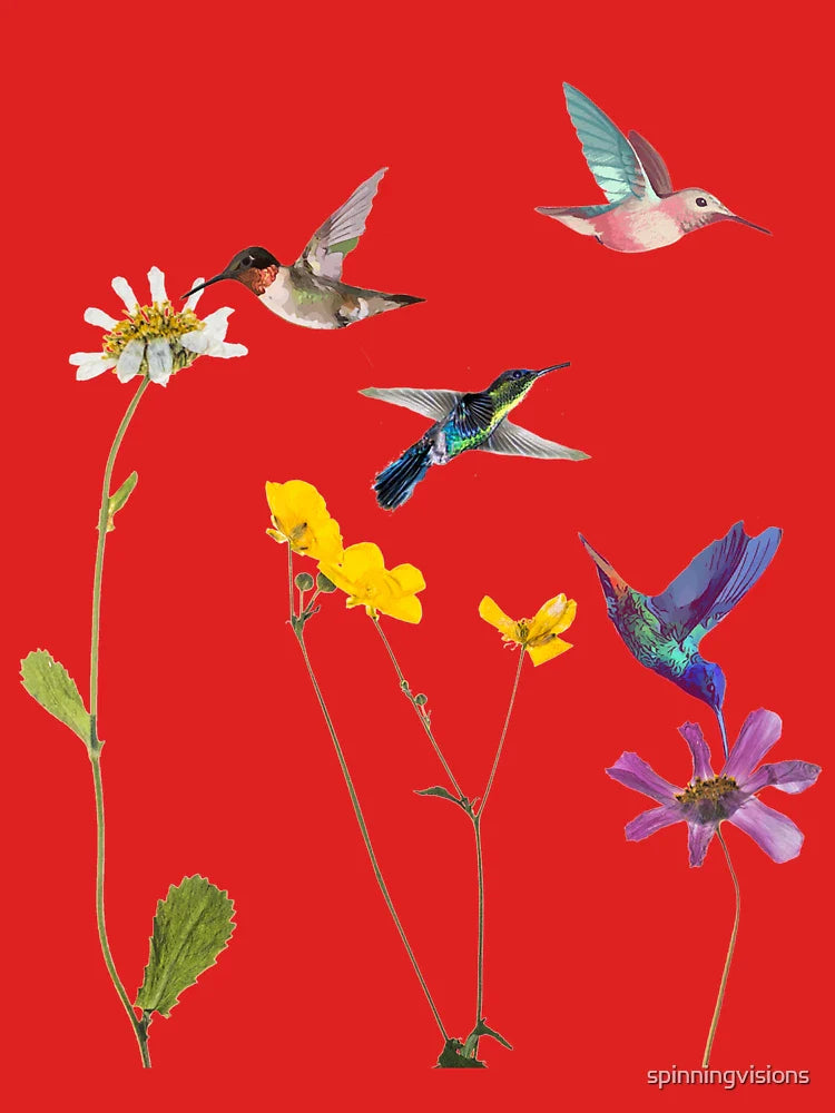 Hummingbird and Flowers Design Classic T-Shirt