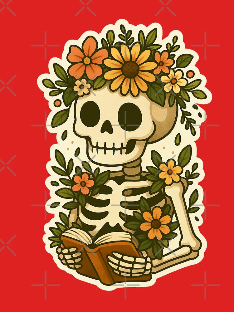 Reading flower skeleton Classic T-Shirt