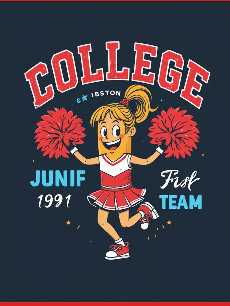 College Cheerleader Cartoon Graphic Design T-Shirt Classic T-Shirt