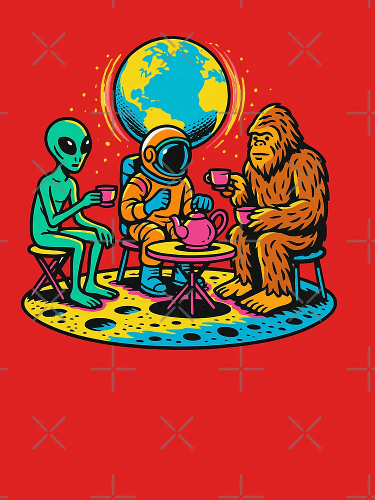Alien ,Bigfoot and astronaut tea party Classic T-Shirt