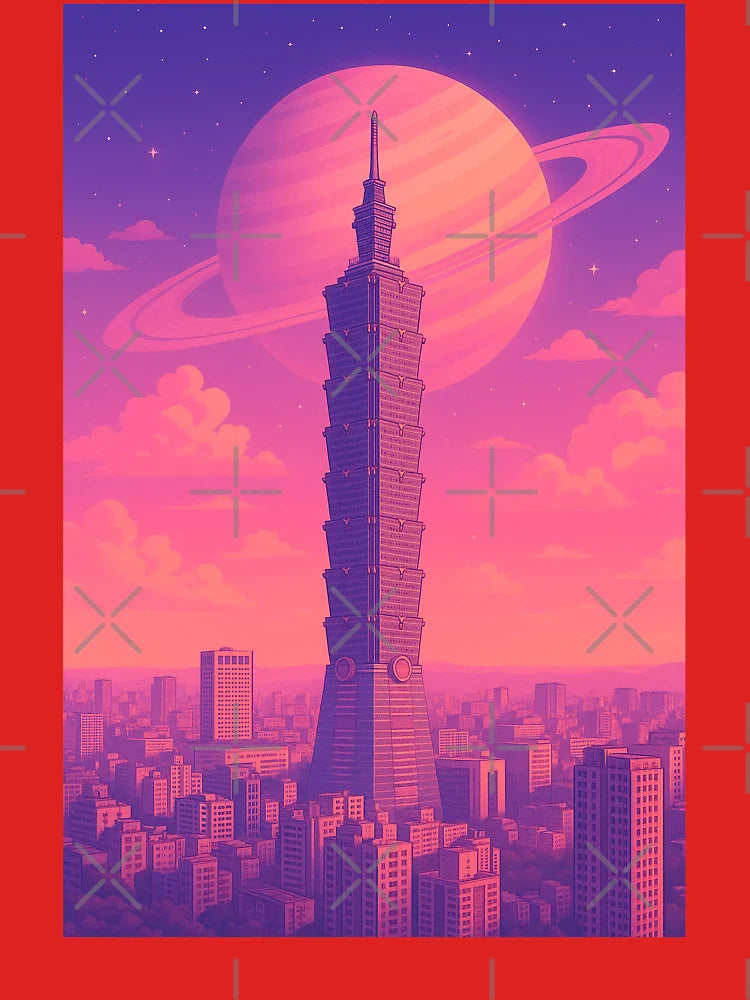 Taipei 101 Taiwan Surreal Vaporwave Skyline Classic T-Shirt
