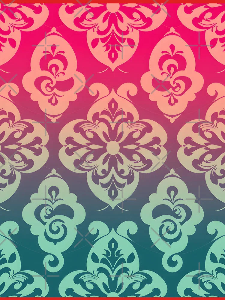 Vibrant geometric Damask fabric with floral elegance and soothing colors, seamless pattern. Classic T-Shirt