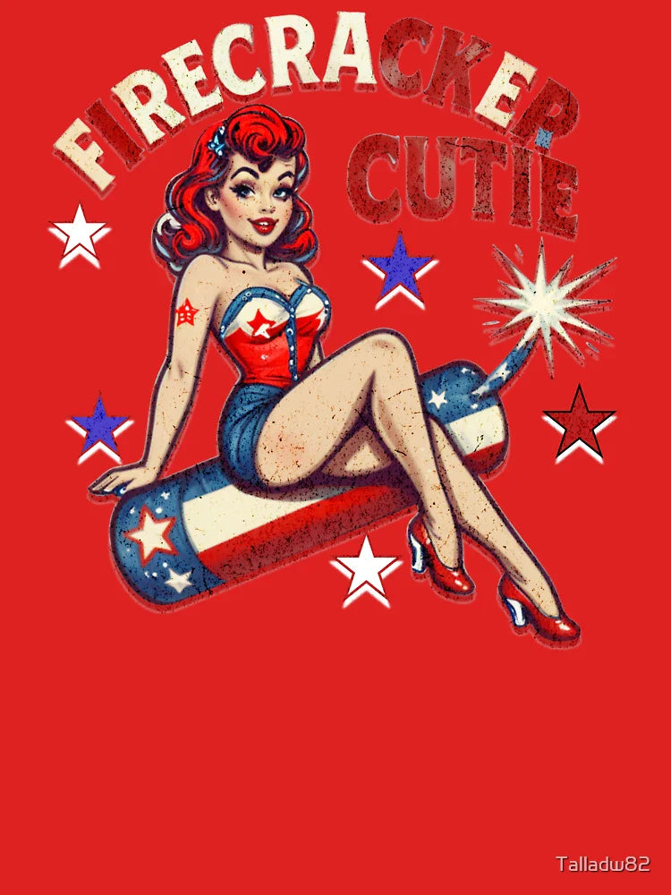 Firecracker Cutie â€“ Retro Pin-Up Girl 4th of July Design Classic T-Shirt