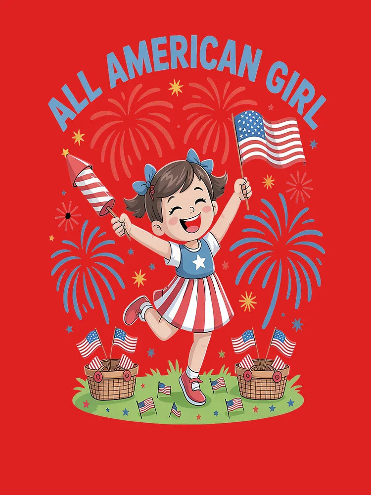 All American Girl 4th of July Cute Patriotic Picnic Classic T-Shirt